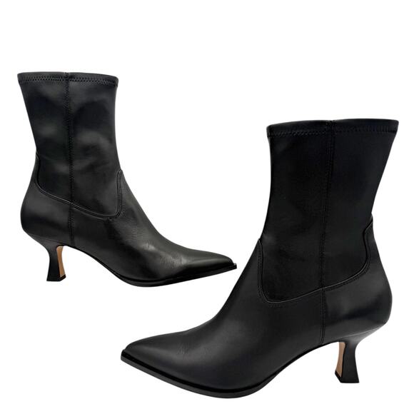 Dolce Vita Arya Ankle Boots Black Leather Size 10 Pointed Toe Low Heel - Picture 9 of 14